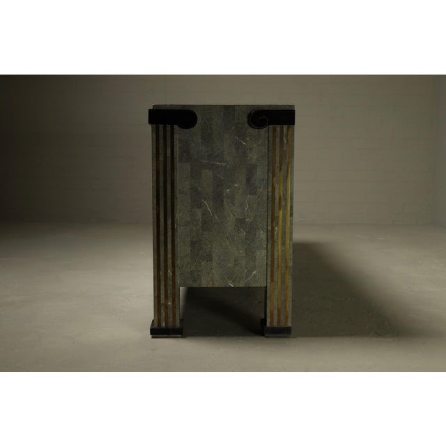 Black Tessellated Stone and Brass Sideboard from Maitland Smith, 1980s For Sale - Image 8 of 15