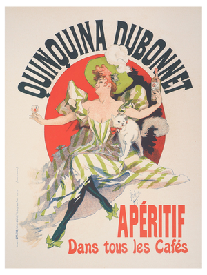 Jules Cheret, Elegant Woman with Her Aperitif and Her Cat, 1897, Lithograph
