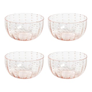 Pescara White Dot Condiment Glass Bowls - Pink, Set of 4 For Sale