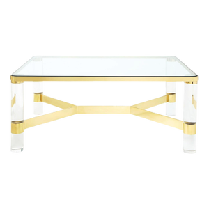 Karl Springer Authentic Signed Lucite and Brass Coffee Table