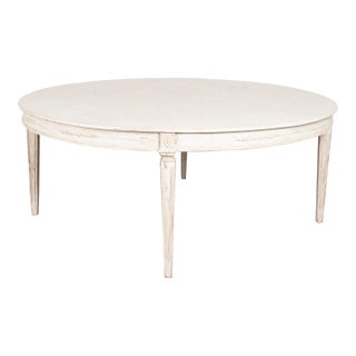 Large Round White Swedish Gustavian Style Dining Table, Reproduction For Sale