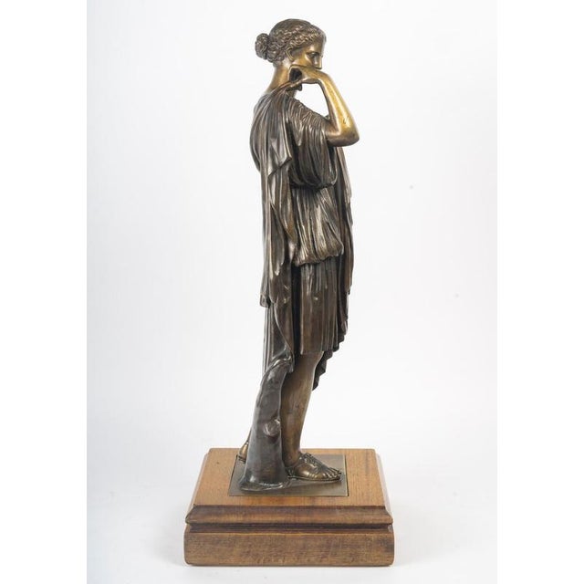 Sculpture of Diana, Early 20th Century, Patinated Bronze on a Wooden Base For Sale - Image 12 of 13