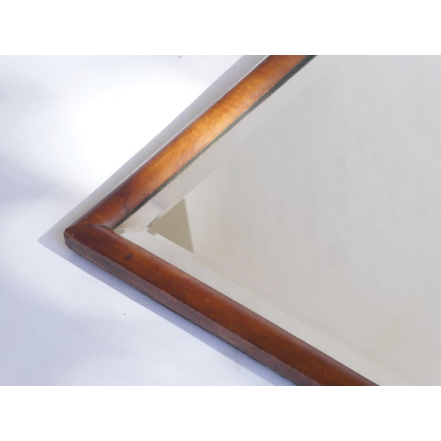 Brown Large Antique Wooden Scalloped Mirror in Oak with Beveled Glass For Sale - Image 8 of 9
