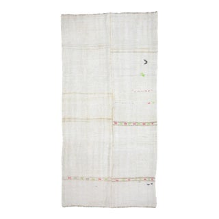 Mid 20th Century Vintage White Hemp Kilim Rug For Sale