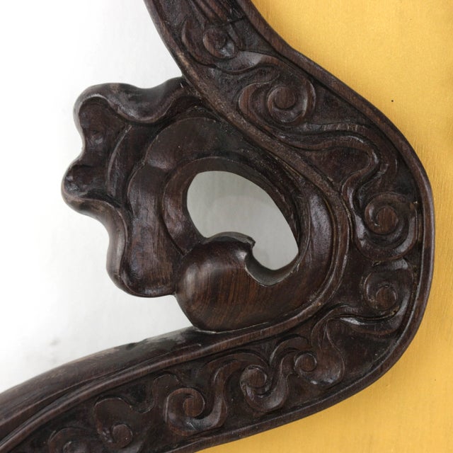 Burnt Umber A Pair of Rosewood Double Gourd-Shaped Wall Screens Inlaid With Bogu Patterns For Sale - Image 8 of 12