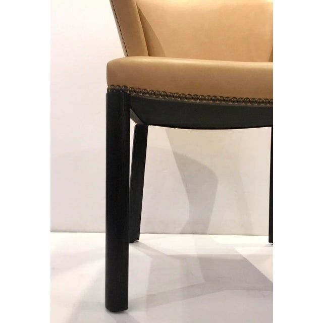 Modern Sherrill Co. Modern Camel Leather Dining Chairs Set of Four For Sale - Image 3 of 6