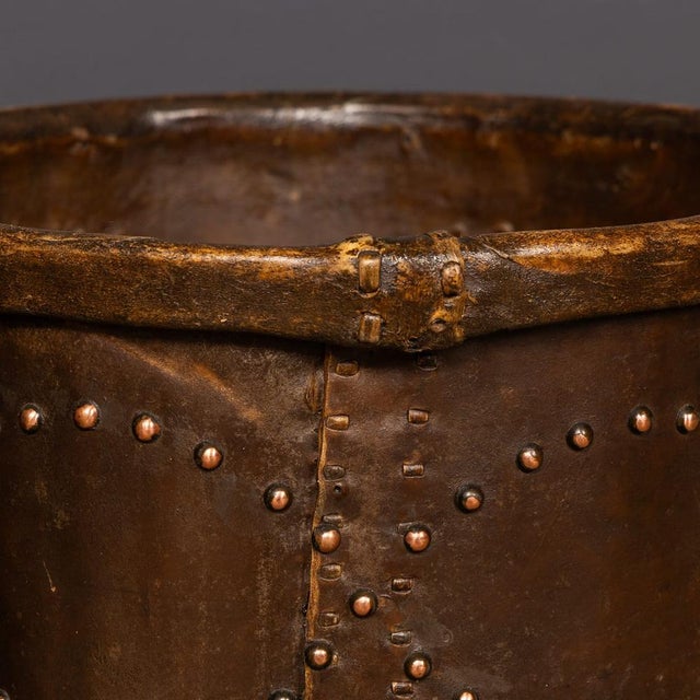 Antique Edwardian Vellum Clad Metal Lined Log Bucket, 1910 For Sale - Image 14 of 17