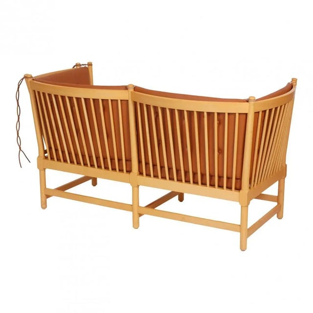 Spoke-Back Sofa in Cognac Bison Leather by Børge Mogensen for Fritz Hansen, 1990s For Sale - Image 3 of 5