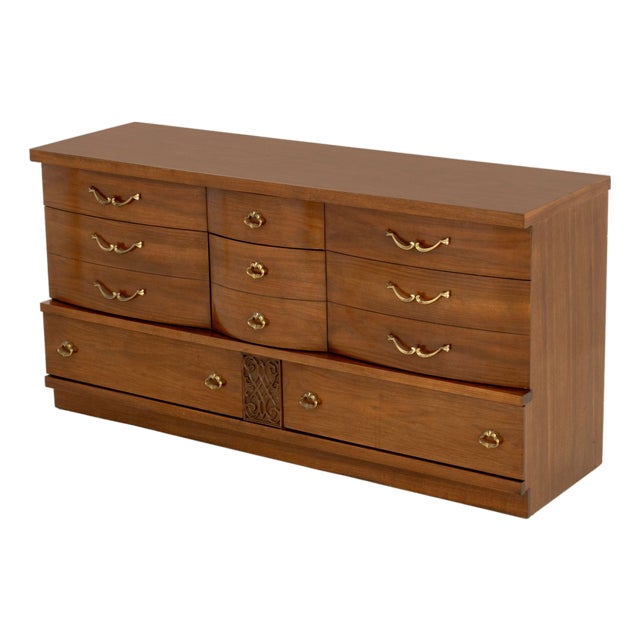 Bassett Furniture Walnut Chest of Drawers For Sale