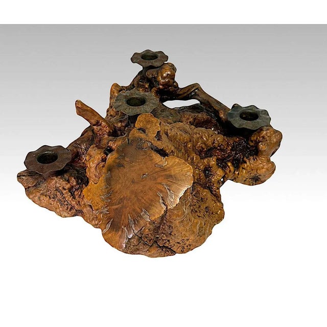 Large Burl Wood Candelabra Table Centerpiece / Candle Holder For Sale In Tampa - Image 6 of 9