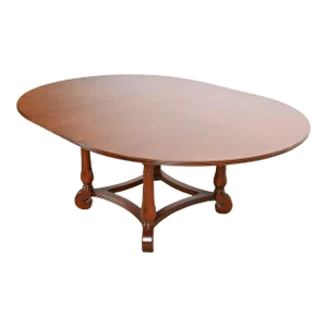 Ethan Allen Italian Provincial Cherry Wood Pedestal Extension Dining Table, Newly Refinished