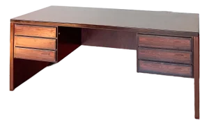 Mid 20th Century Rosewood Executive Desk Attributed to Omann Jun Møbelfabrik