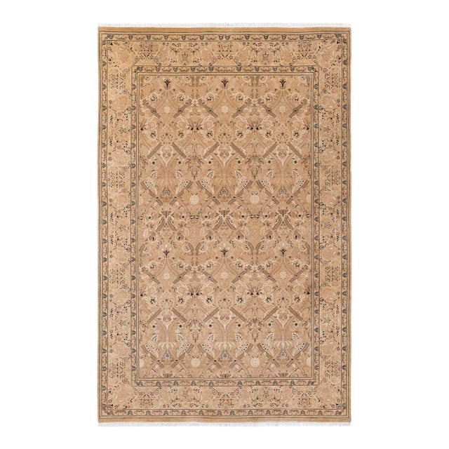 Mogul, One-of-a-Kind Hand-Knotted Area Rug - Beige, 6' 3" x 9' 2" For Sale