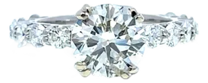 Dazzling 18k White Gold Ring With Gia Certified 2.30ct Center Round Diamond Size 6.25