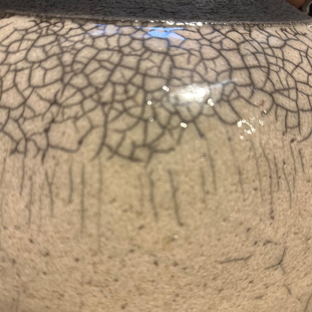 Tan Large Raku Vessel For Sale - Image 8 of 8