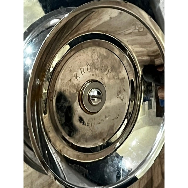 Metal Vintage Kromex Tidbit Tray Two Tier Stainless Gold Tone Center Post For Sale - Image 7 of 14