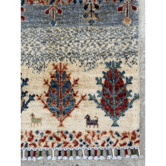 Persian Gabbeh Weeping Willow Rug, Hand-Knotted Wool, 2x3, Ivory & Slate For Sale - Image 3 of 11