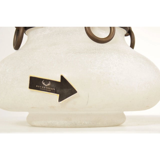 Neoclassical Style Opaque Glass and Brass Vase For Sale - Image 11 of 12