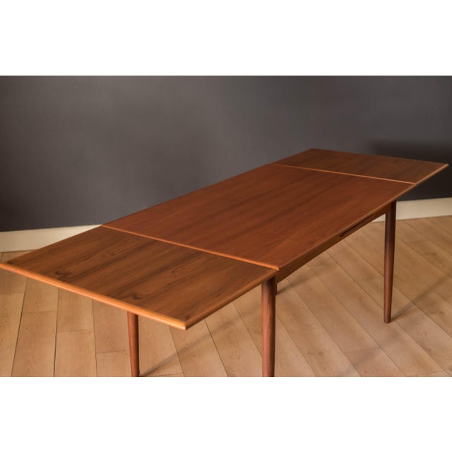 Danish Modern Teak Expandable Draw Leaf Dining Table For Sale - Image 4 of 16