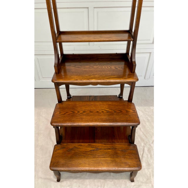 Mid 20th Century Traditional Wood Three-Step Impressive Library Ladder For Sale - Image 5 of 11