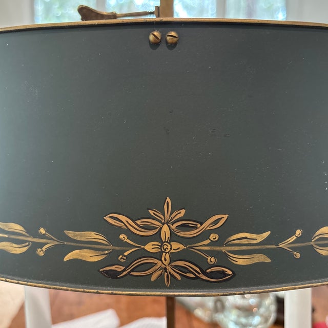Gold Bronze Bouillotte Lamp With Adjustable Tole Shade For Sale - Image 8 of 12