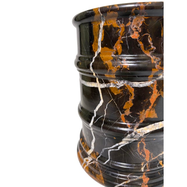 Italian Polished Portoro Marble Vase For Sale - Image 4 of 7