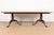 English Drexel Heritage Georgian Banded Flame Mahogany Double Pedestal Extension Dining Table, Newly Refinished For Sale - Image 3 of 12