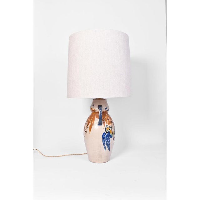 Parrots Ceramic Lamp, 1930s For Sale - Image 3 of 5