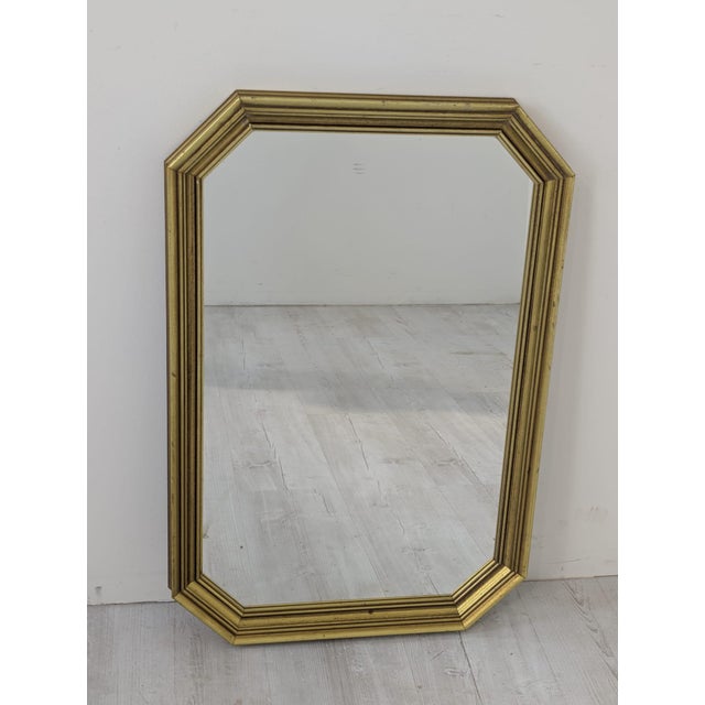 Vintage Mirror in Wooden Gilded Frame Beveled Shape, 1975 For Sale - Image 3 of 12