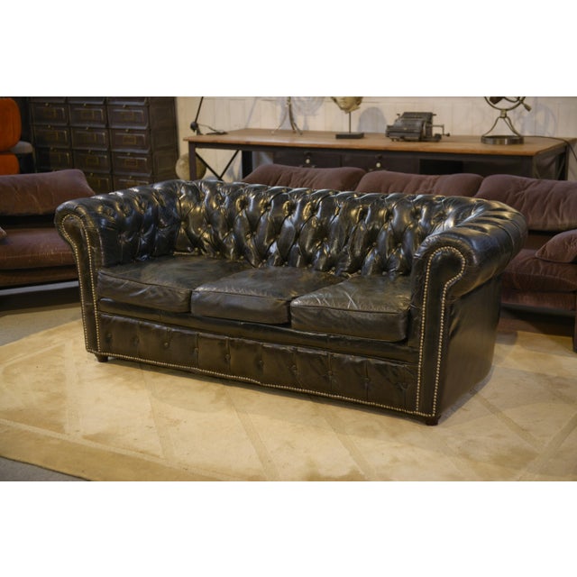 3-Seater Chesterfield Sofa in Black Leather, 1990s For Sale - Image 14 of 14