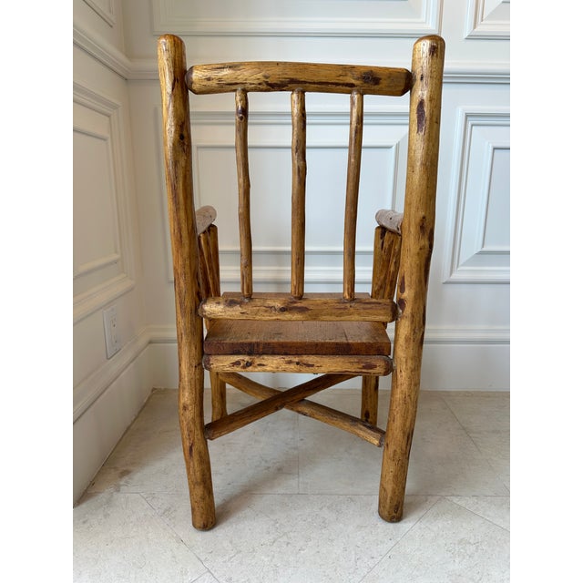 Wood Vintage Handmade Small (Child) Size Rustic Carved Log Wood Chair For Sale - Image 7 of 18