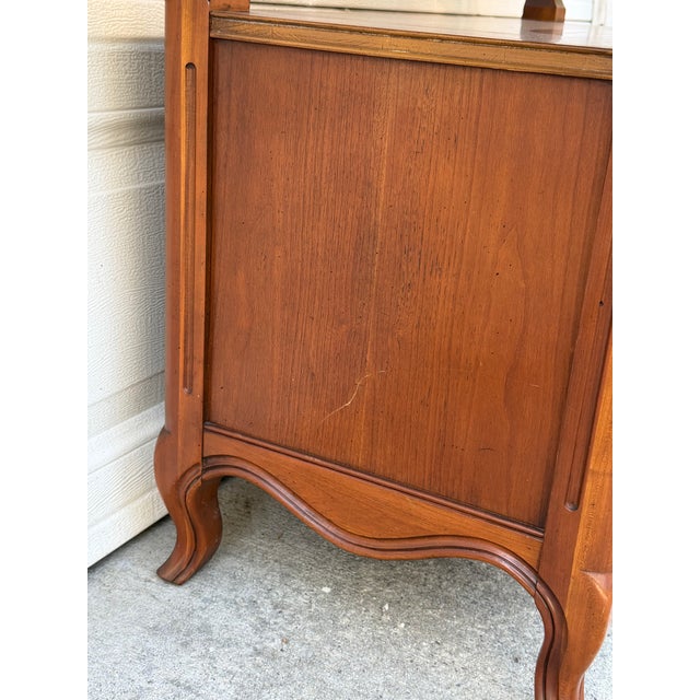 Mid 20th Century Vintage French Provincial Wood Server Cabinet With Drop-Leaf Top & Lattice Doors For Sale - Image 5 of 12