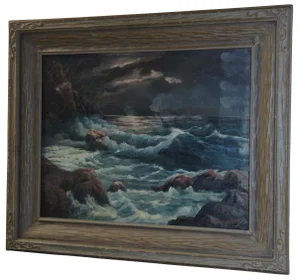 Edmund Vrey Signed Seascape Cliffside Oil on Canvas