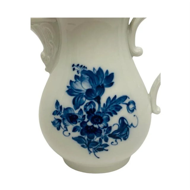 Late 19th Century Antique Meissen Porcelain Blue Floral & Insect Tea Pot with Lid Blue Crossed Swords For Sale - Image 5 of 10