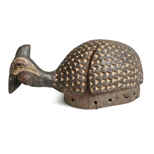 Mid 20th Century Vintage Burkina Faso Guinea Fowl Helmet Mask For Sale - Image 5 of 11