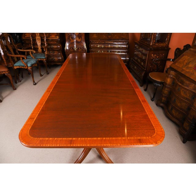Vintage 20th Century Twin Pillar Flame Mahogany Dining Table from William Tillman For Sale - Image 9 of 16