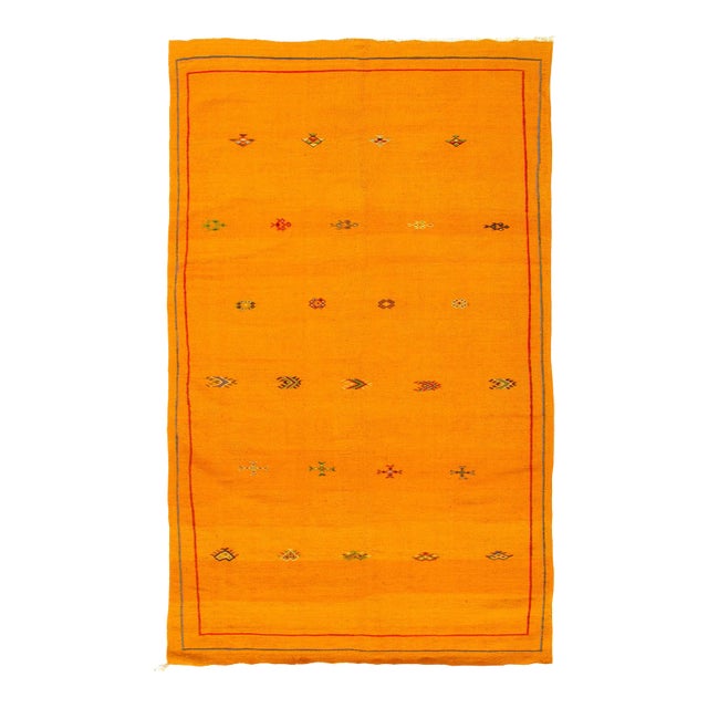 Vintage Hand Woven Flat Weave Moroccan Rug For Sale