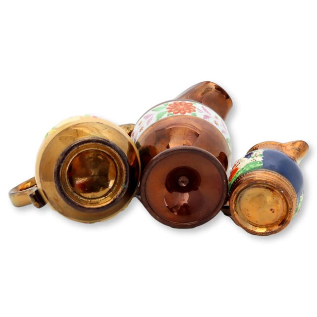 Collection of Copper Lustre Pitchers, Set of 3 For Sale - Image 4 of 5