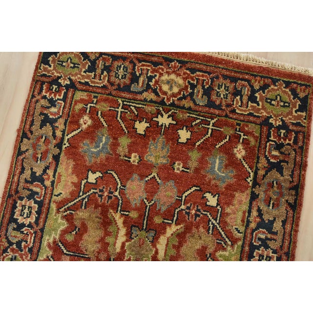 Heriz Runner 2’6” X 7’11” Red Wool Tribal Hand-Knotted Oriental Rug For Sale In Philadelphia - Image 6 of 12