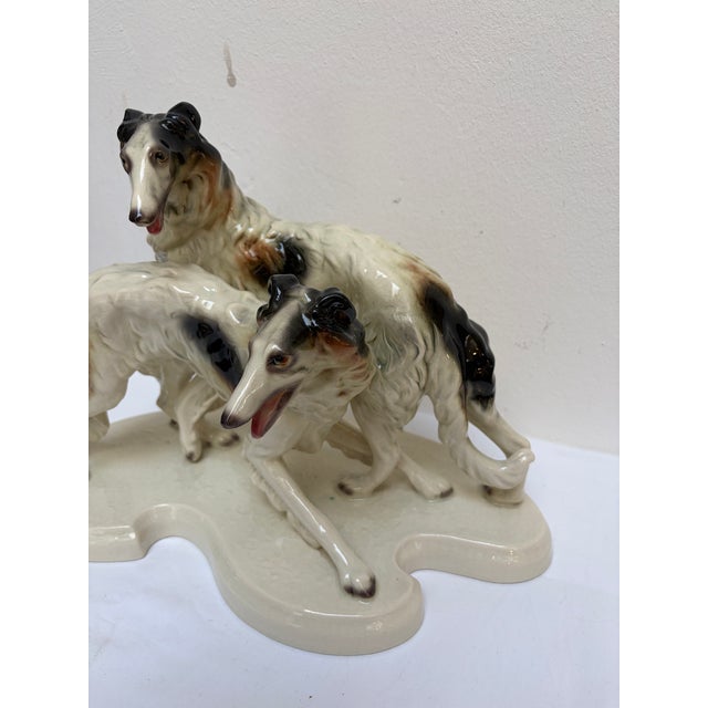 Mid-Century Modern Borzoi Greyhounds Porcelain Figurine by Cortendorf Company, 1950s For Sale - Image 3 of 11