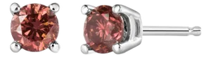 14K White Gold 1/2 Cttw Round Brilliant Cut Lab Grown Pink Diamond 4-Prong Classic Solitaire Earring