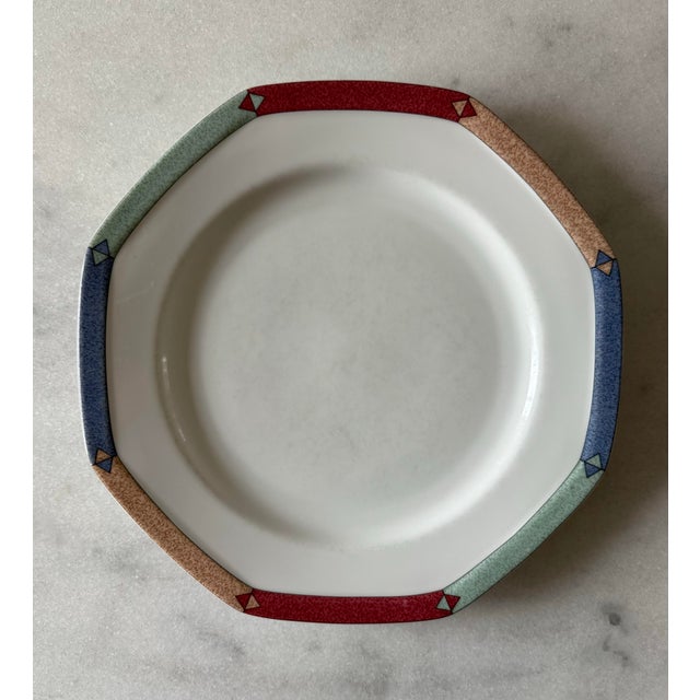 Contemporary Set of 6 Christopher Stuart "Diamond Optic" Dinner Plates For Sale - Image 3 of 11