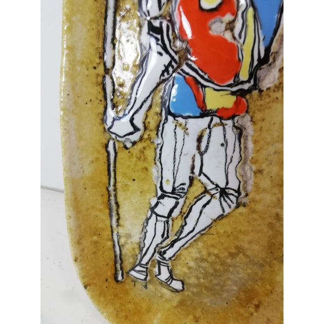 Decorated Ceramic Plaque by Marcello Fantoni, 1950s For Sale - Image 4 of 8