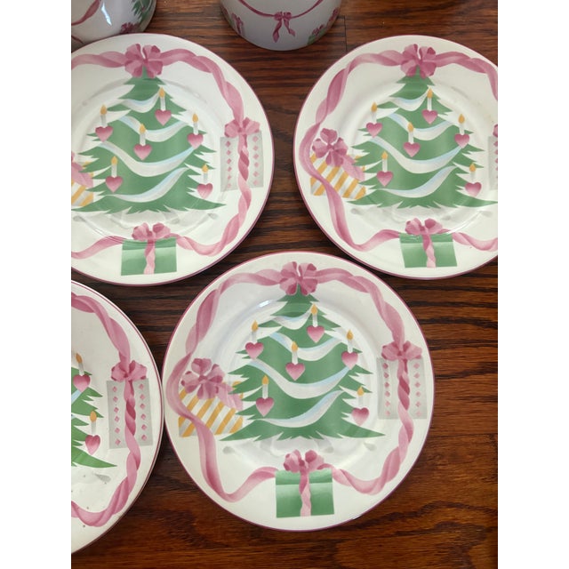Vintage "Home for Christmas" Pink Holiday Dish Set - A Set of 25 For Sale - Image 12 of 12