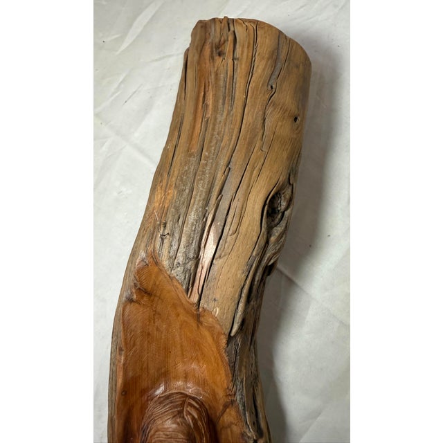 Wood Vintage 75' Hand Carved Native American Indian Drift Wood Stone Wall Sculpture For Sale - Image 7 of 13