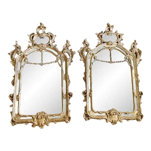Pair of Antique Italian Gilt Mirror Sconces