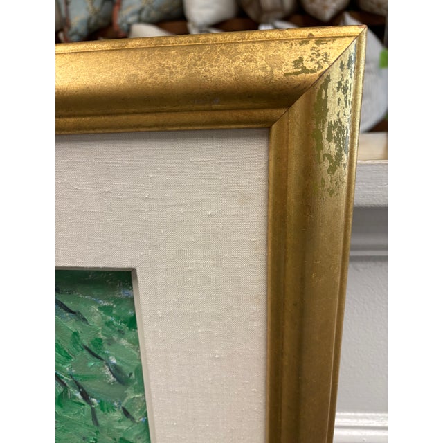 Wood Bruce Steinhoff Original Oil Painting Flowers and Trees Munzars Pond, 1996 - Framed For Sale - Image 7 of 14