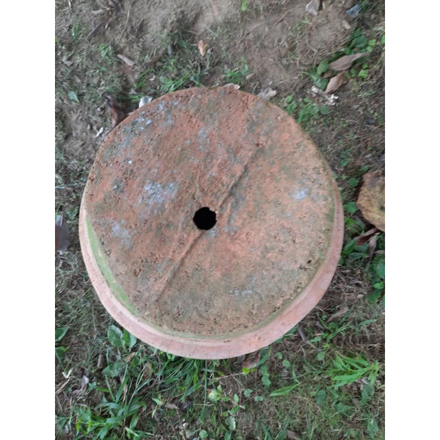 Vintage Italian Terracotta Pot with traditional Dellarobbia raised garland. Stamped on the inside with a number. Hand-made...