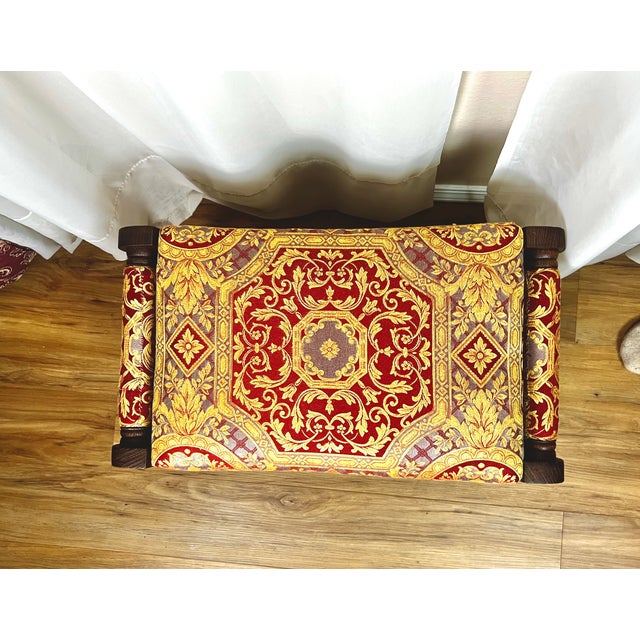 This late Victorian upholstered bench was manufactured by Clark, Hunsiker & Co. of Elbridge, New York, a respected...