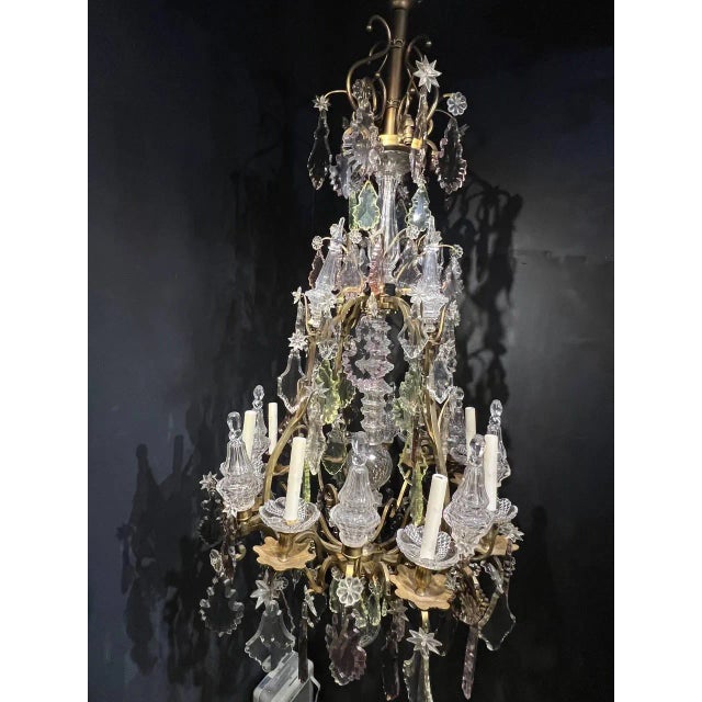 1920s 1920’s Bronze and Crystal Chandelier For Sale - Image 5 of 8